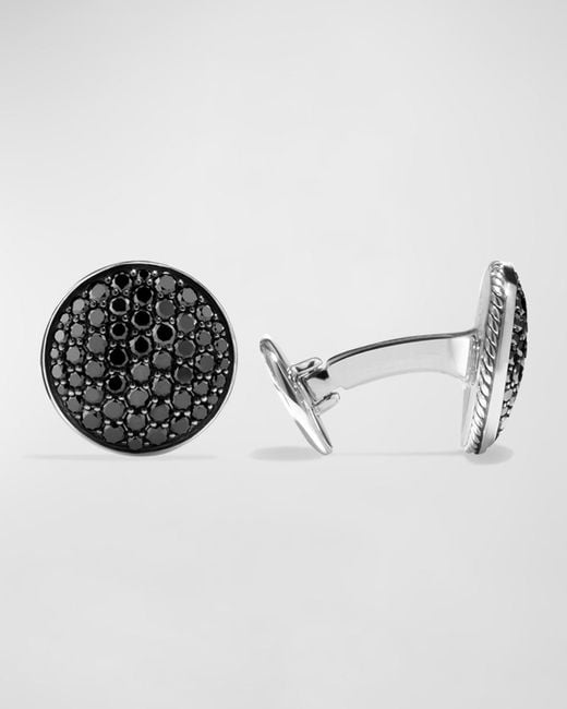 David Yurman Brown Streamline Cufflinks With Diamonds In Silver, 16.7mm for men