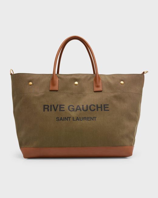Saint Laurent Rive Gauche Maxi Canvas Tote Bag in White for Men