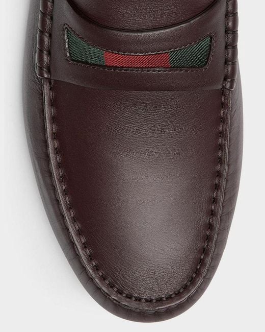 Gucci Brown Apos;S Leather Moc-Toe Drivers for men