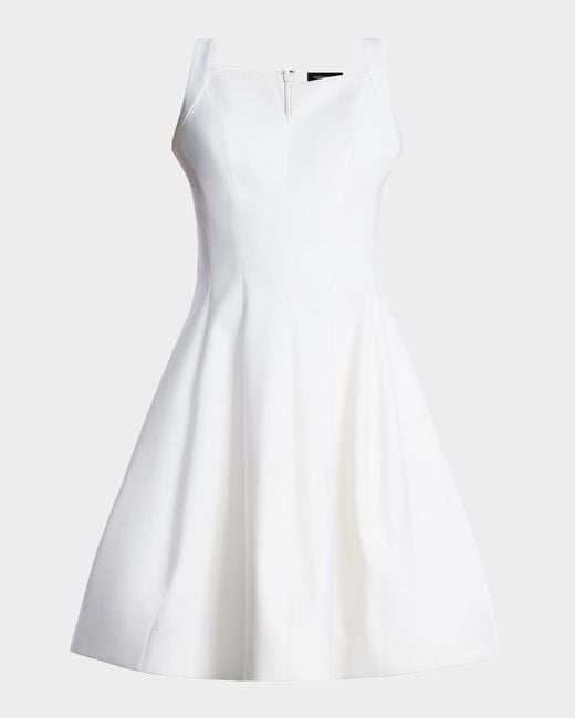 BCBGMAXAZRIA Women's White Tulip Pleated Fit-&-Flare Dress
