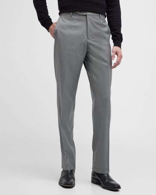 Zanella Gray Devon Super 120S Wool Trousers for men