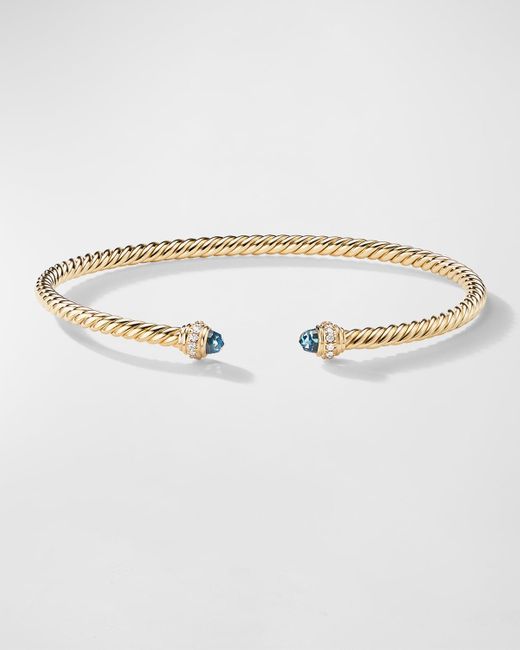 David Yurman Natural Cablespira Bracelet With Gemstone And Diamonds In 18k Gold, 3mm
