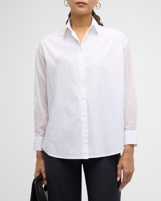 Peserico White Bead-trim Button-down Shirt