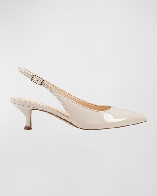 Marc Fisher Larysa Patent Kitten-heel Slingback Pumps in White | Lyst