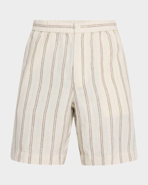 Vince Natural Mesa Stripe Hemp Beach Shorts for men
