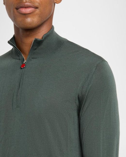 Kiton Green Apos;S Wool Half-Zip Sweater for men