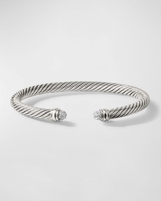 David Yurman Gray Cable Bracelet With Diamonds In Silver, 5mm