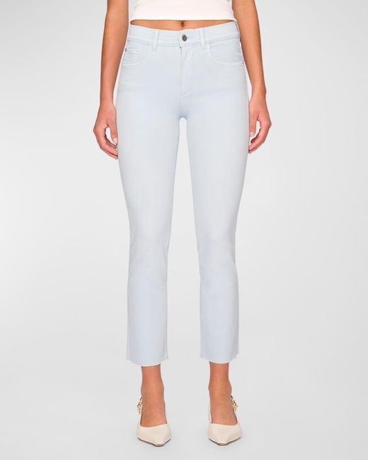 DL1961 White Mara Straight Mid-Rise Instasculpt Ankle Jeans