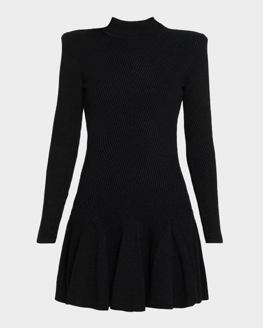 retroféte Black Sydonie Sparkly Knit Mock-Neck Mini Dress