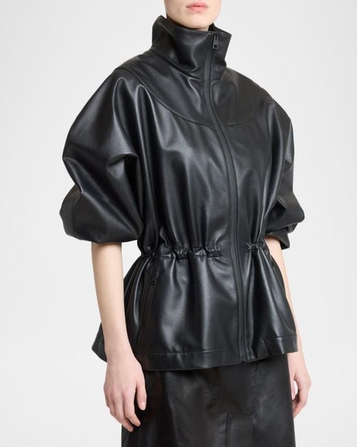 Givenchy Black Leather Drawstring Tracksuit Jacket