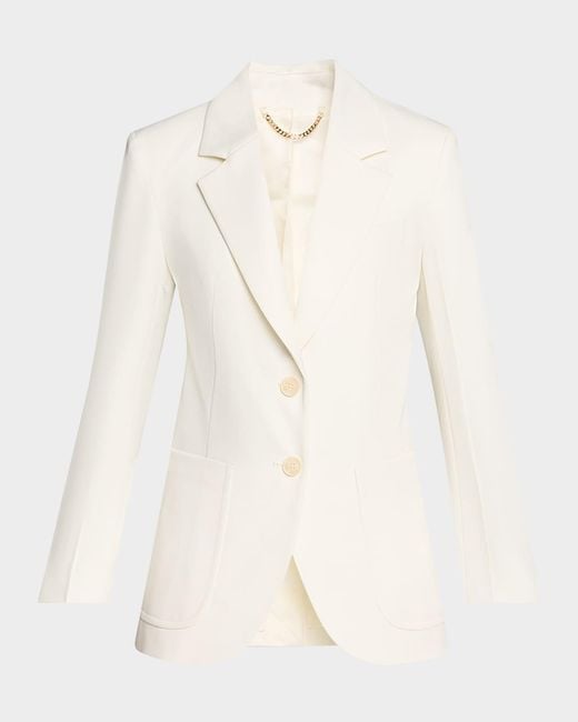 Victoria Beckham Natural Patch-Pocket Single-Breasted Jacket