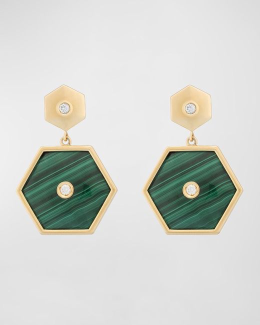 Miseno Green Baia Sommersa 18k Yellow Gold Malachite And Diamond Drop Earrings