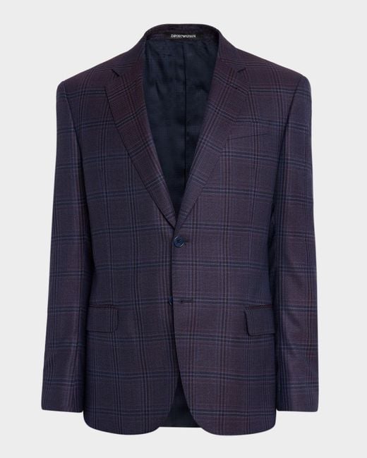 Emporio Armani Blue Prince Of Wales Wool G Line Sport Coat for men