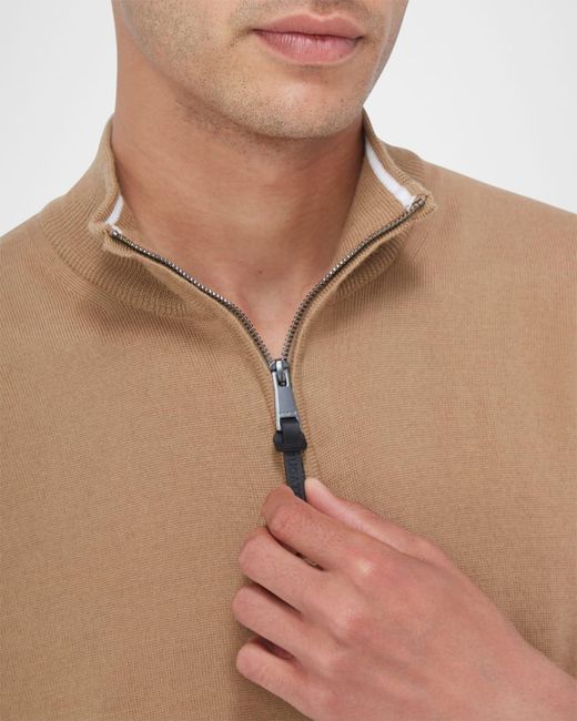 Bugatchi Brown Apos;S Wool Quarter-Zip Sweater for men
