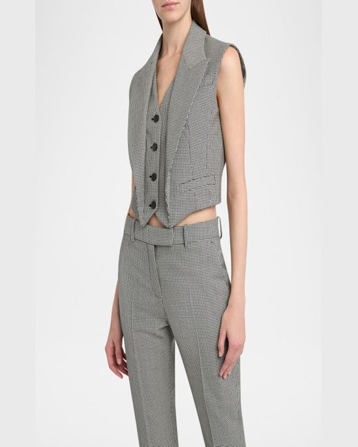 Alexander McQueen Gray Upturned Lapel Single-Breasted Houndstooth Vest
