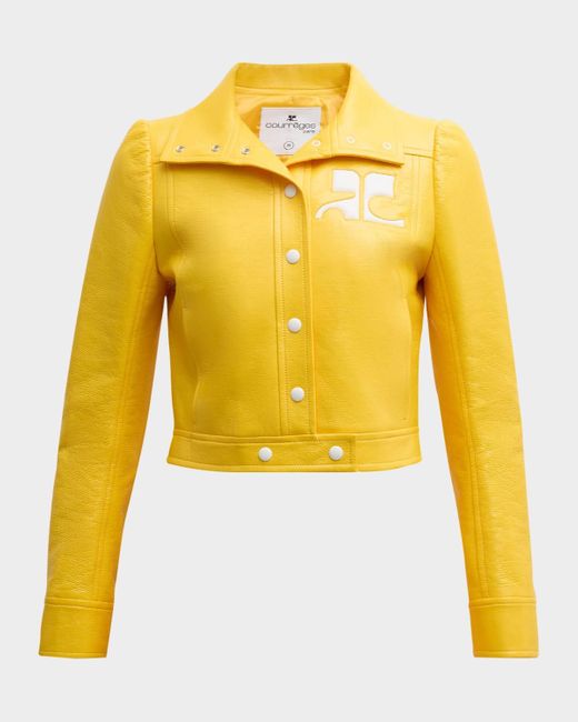 Courreges Yellow Textured Vinyl Crop Jacket