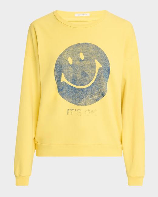 Mother Yellow The Drop Square Graphic Crewneck Sweatshirt