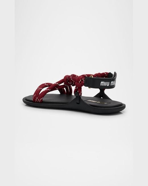 Miu Miu Multicolor Nastro Cross Rope Grip-Strap Sandals