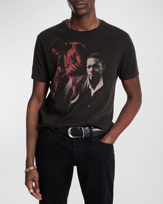 John Varvatos Black John Coltrane Short-Sleeve Graphic T-Shirt for men