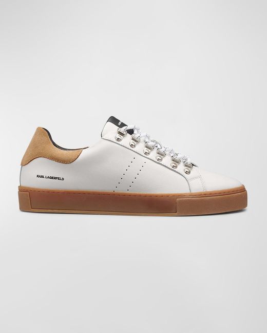 Karl Lagerfeld White Leather Low-Top Sneakers for men