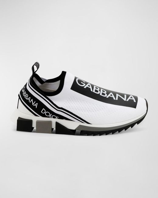 Dolce & Gabbana Metallic Sorrento Logo-Stripe Sock Sneakers for men
