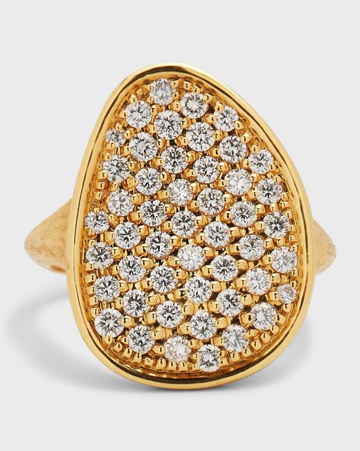 Marco Bicego Metallic Lunaria Yellow Gold Ring With Diamonds - Size 7