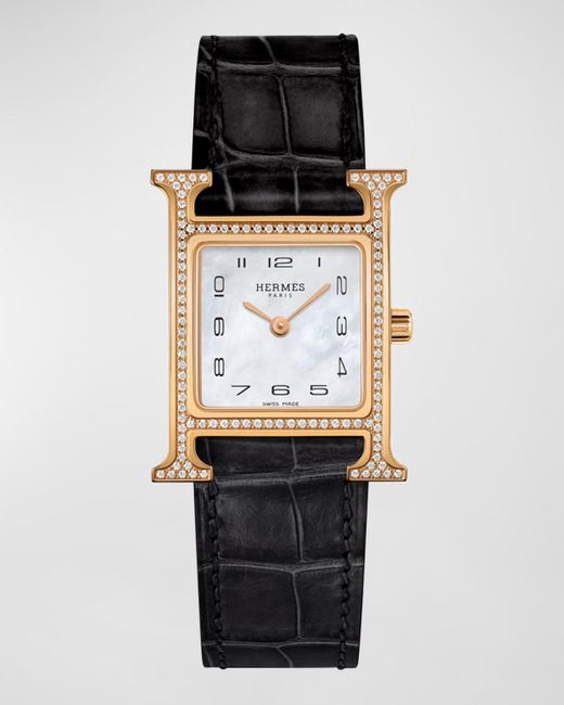 Hermès Black Heure H Watch, Small Model, 25 Mm