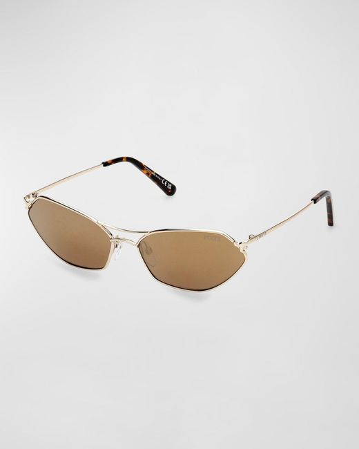 Emilio Pucci White Geometric Metal & Acetate Rectangle Sunglasses