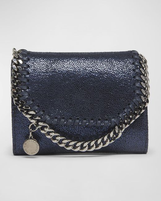 Stella McCartney Blue Falabella Small Eco Shiny Wallet On Chain