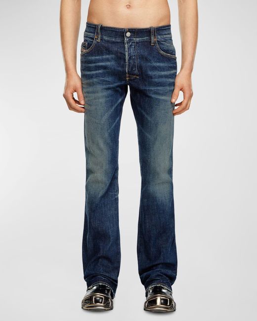 DIESEL Blue Bootcut Jeans With Back Buckle for men