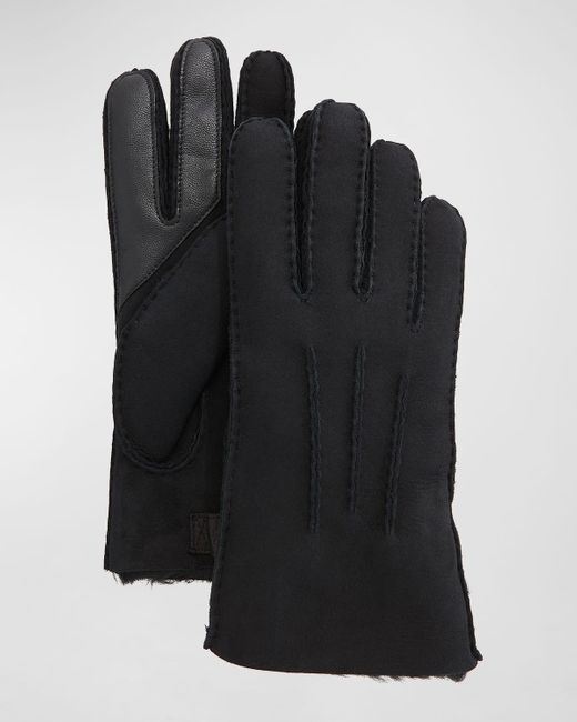 Ugg Black Three-cord Contrast Sheepskin Gloves for men