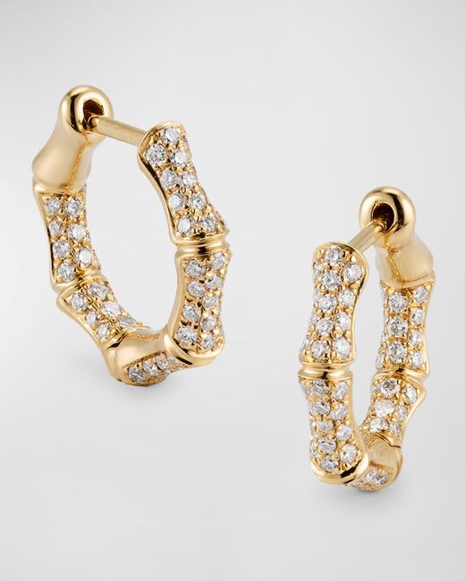 Anita Ko Metallic 18K Diamond Bamboo Huggie Hoop Earrings