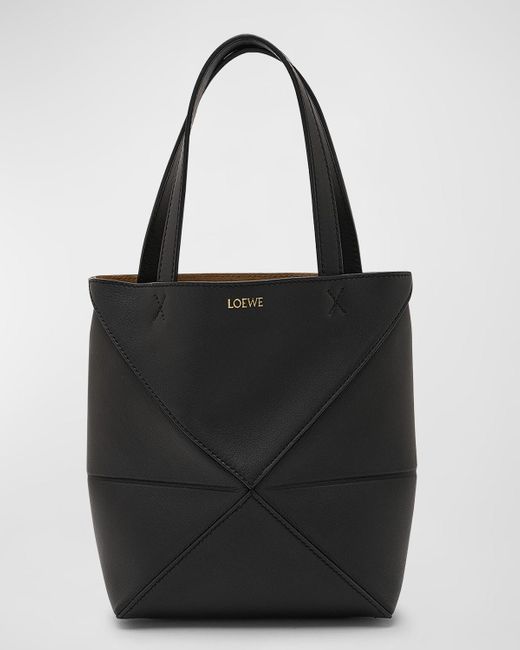 Loewe Black Puzzle Fold Mini Tote Bag