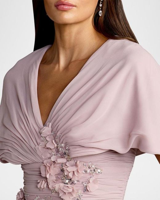 Mac Duggal Pink 3D Mini Rosette Column Gown