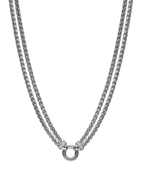 David Yurman Metallic Double Wheat Chain Necklace With Diamonds