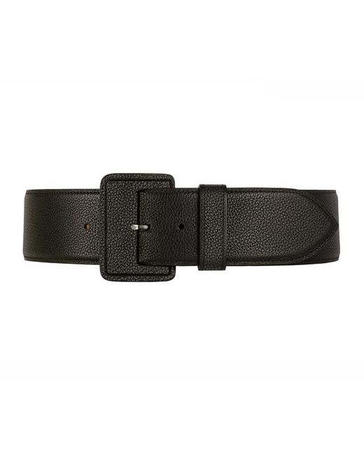 Vaincourt Paris Black La Merveilleuse Large Pebbled Leather Belt With Covered Buckle