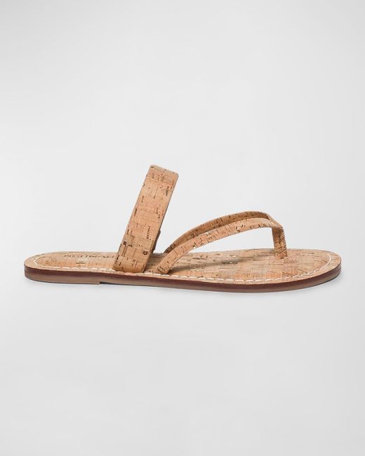 Bernardo White Cork Flat Thong Slide Sandals