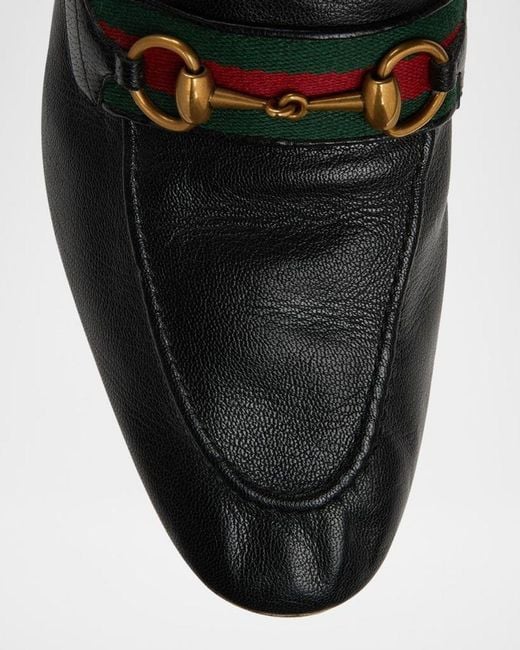 Gucci Black Apos;S Paride Web Stripe Bit Loafers for men