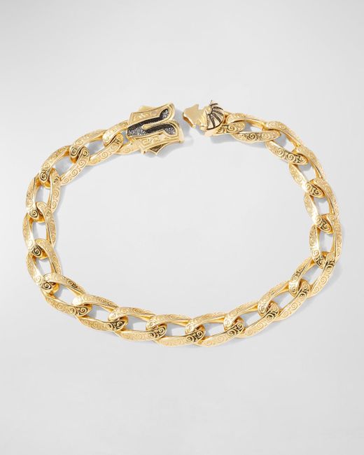 Konstantino Metallic 18k Yellow Gold Filigree Curb Chain Bracelet for men