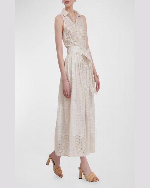 Anne Fontaine Natural Pictural Sleeveless Eyelet Maxi Shirtdress