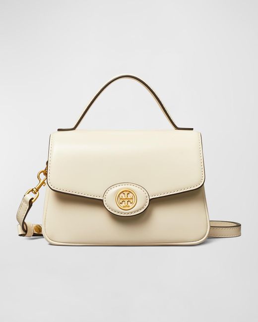 Tory Burch Natural Robinson Small Leather Top-Handle Bag