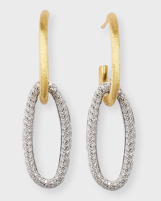 Marco Bicego White 18k Yellow Gold Diamond Jaipur Link Alta Double-link Earrings