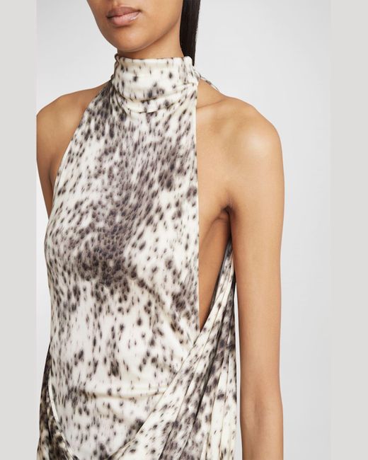 Givenchy Multicolor Speckled Drape Halter Gown