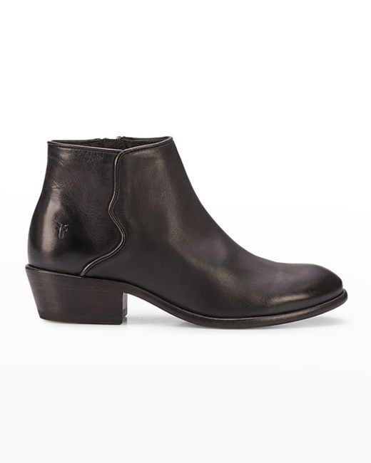 Frye Black Carson Leather Piping Ankle Booties