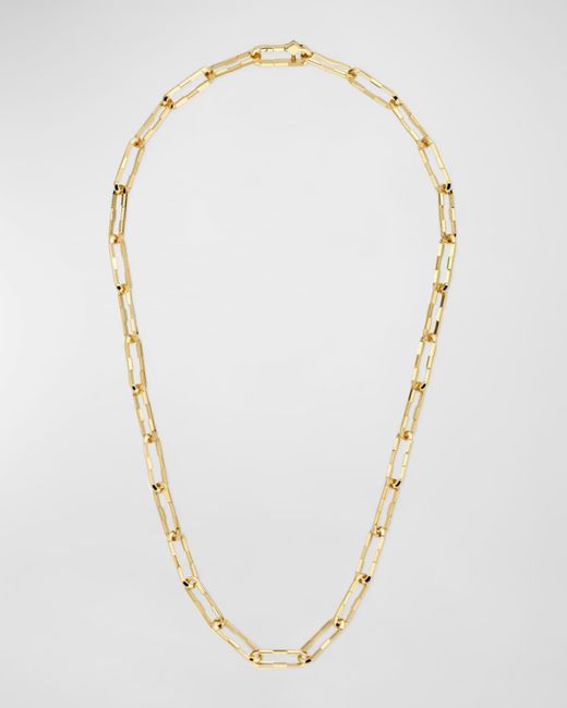 Gucci White Link To Love Chain Necklace In 18k Yellow Gold, 20"l