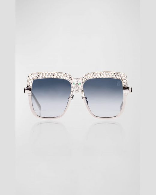 Anna Karin Karlsson Blue Panther Square Titanium-crystal Sunglasses