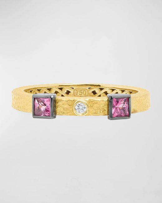 Konstantino Metallic 18k Yellow Gold Honeycomb Ring W/ Diamonds, Size 7