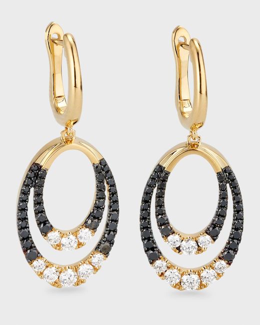 Frederic Sage Metallic 18k Clip Ii Medium Oval Black And White Diamond Earrings