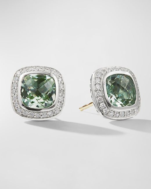 David Yurman Green Albion Stud Earrings With Gemstone And Diamonds
