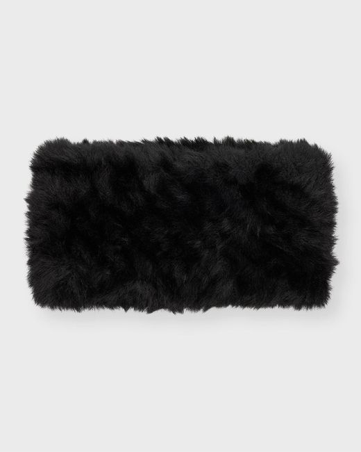 Adrienne Landau Black Faux Fur Knit Headband